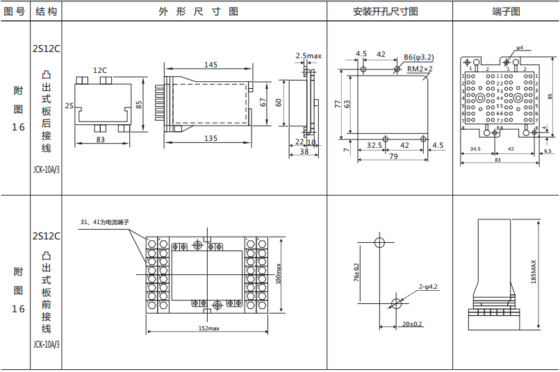 BZS-13延時中間繼電器外形及開孔尺寸 BZS-13延時中間繼電器外形及開孔尺寸
