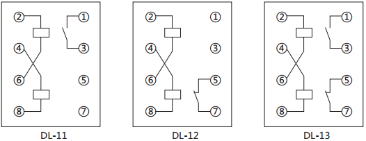 DL-12電流繼電器內(nèi)部接線及外引接線圖(背視圖) DL-12電流繼電器內(nèi)部接線及外引接線圖(背視圖)
