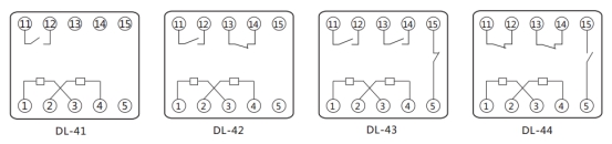 DL-44繼電器內(nèi)部端子外引接線圖 DL-44繼電器內(nèi)部端子外引接線圖