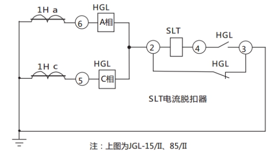 JGL-15/Ⅱ二相靜態(tài)反時(shí)限過(guò)流繼電器典型應(yīng)用接線圖