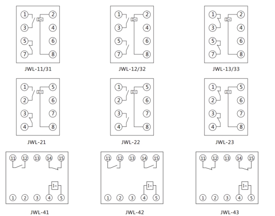 JWL-21內(nèi)部接線及外引接線圖(正視圖) JWL-21內(nèi)部接線及外引接線圖(正視圖)
