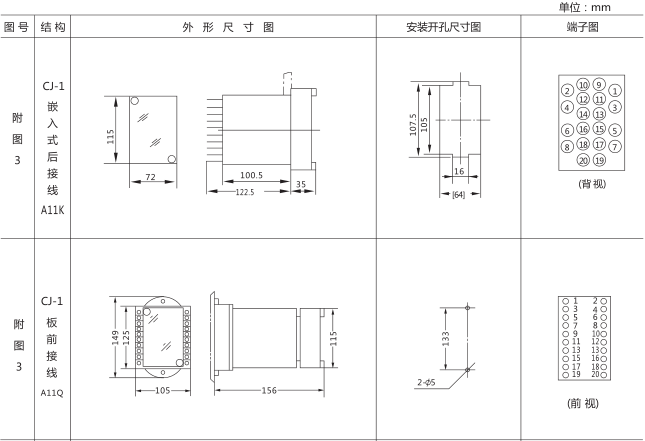 JSS-11A集成電路時間繼電器外形尺寸及安裝開孔尺寸圖片一 JSS-11A集成電路時間繼電器外形尺寸及安裝開孔尺寸圖片一