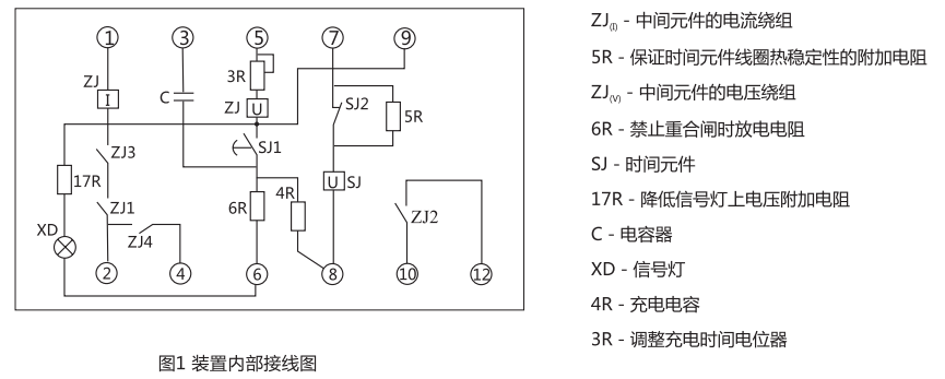 DCH-1裝置內(nèi)部接線圖 DCH-1裝置內(nèi)部接線圖