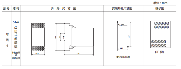 JY-1B/2電壓繼電器外形及開孔尺寸2 JY-1B/2電壓繼電器外形及開孔尺寸2