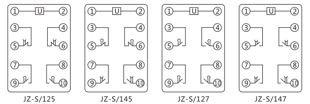 JZ-S/145靜態可調延時中間繼電器內部接線圖及外引接線圖